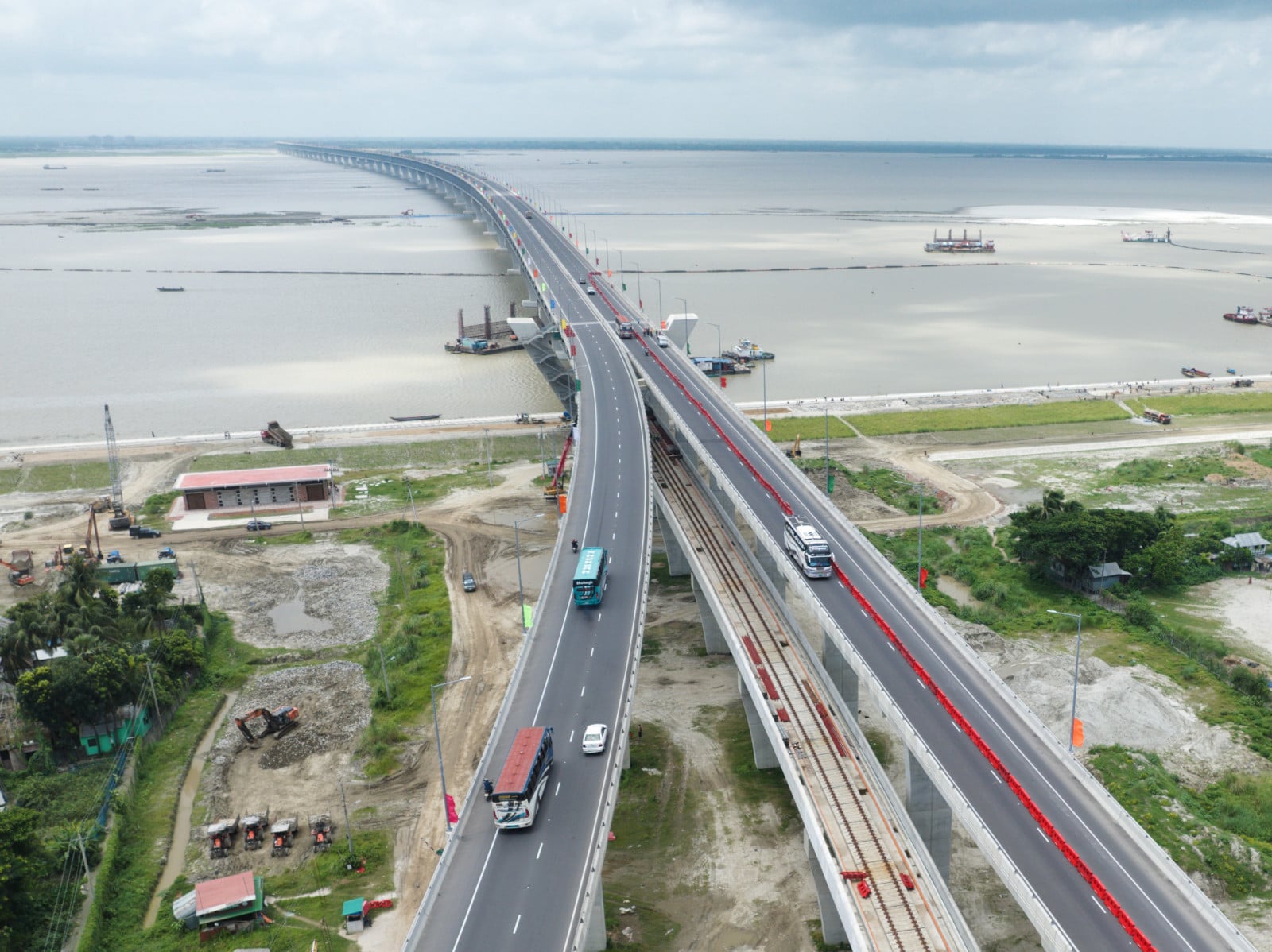 Aerial view of bridge and roadway